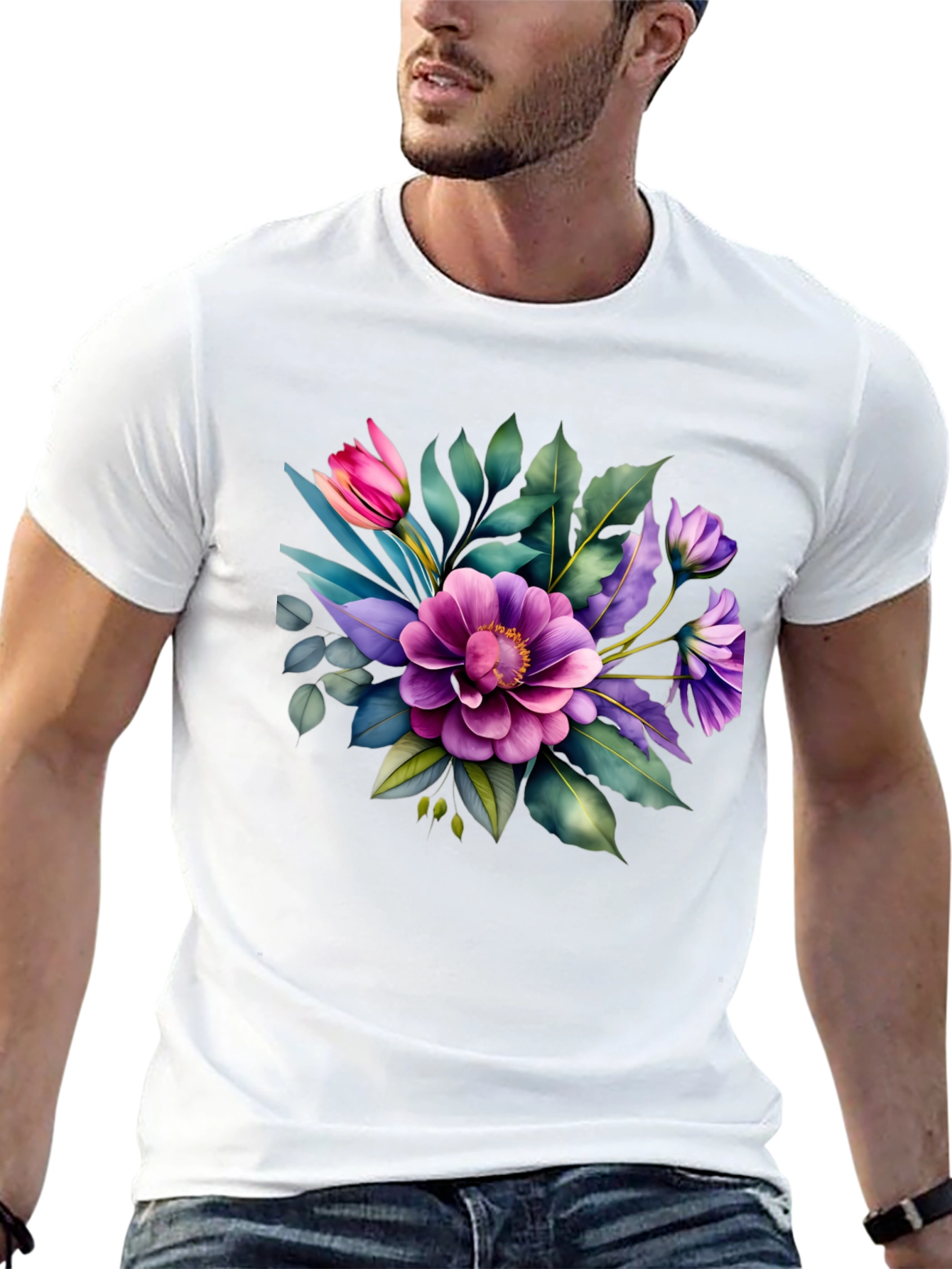 Floral Bouquet Graphic Tee - Trendy Black T-Shirt