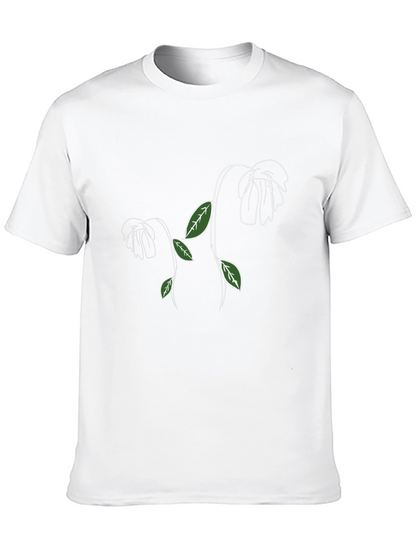 Mens Black T-Shirt with Floral Design