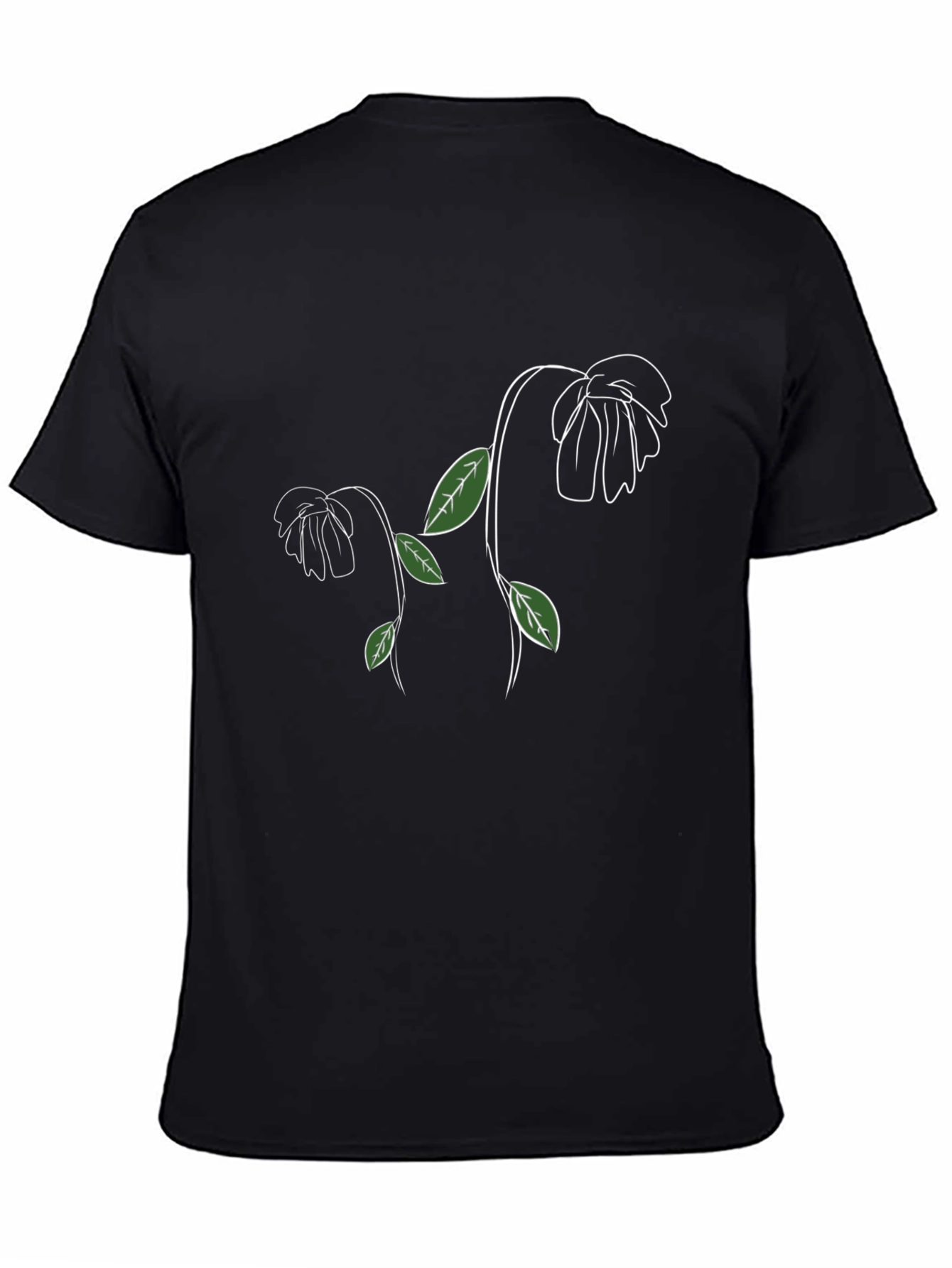 Mens Black T-Shirt with Floral Design
