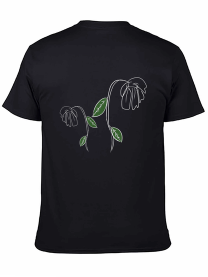 Mens Black T-Shirt with Floral Design