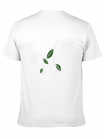Mens Black T-Shirt with Floral Design