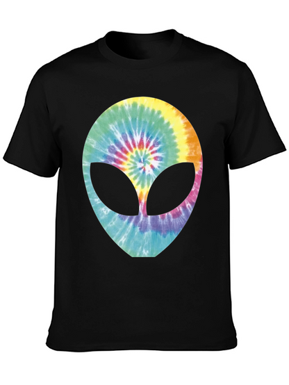 Tie-Dye Alien Head Graphic T-Shirt