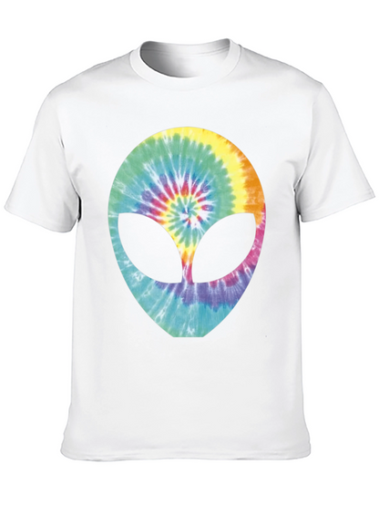 Tie-Dye Alien Head Graphic T-Shirt