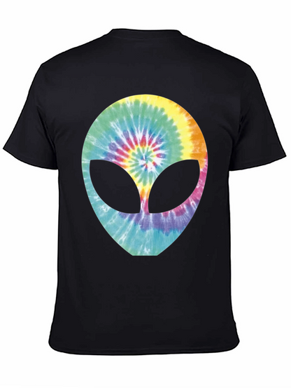 Tie-Dye Alien Head Graphic T-Shirt