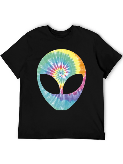 Tie-Dye Alien Head Graphic T-Shirt