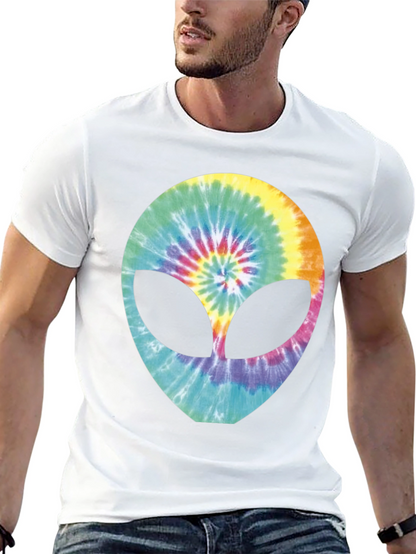 Tie-Dye Alien Head Graphic T-Shirt