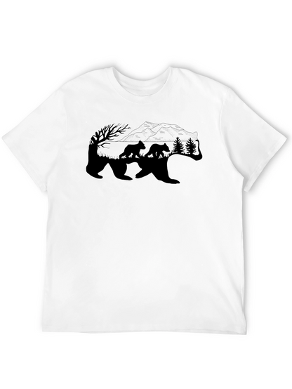 Bear Family Graphic T-Shirt - Black