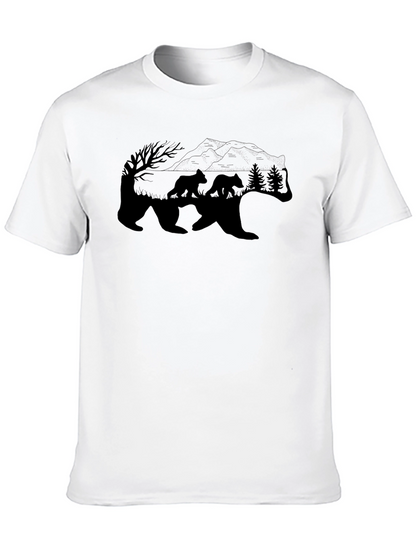 Bear Family Graphic T-Shirt - Black