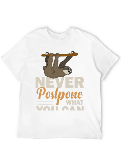 Sloth Never Postpone Funny Graphic T-Shirt