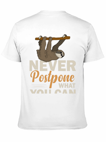 Sloth Never Postpone Funny Graphic T-Shirt