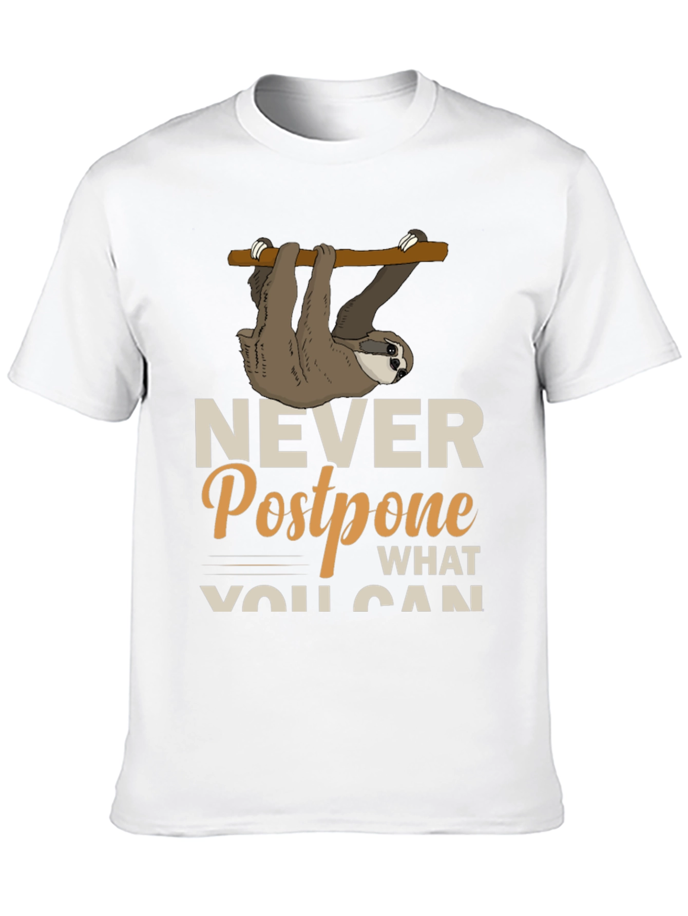 Sloth Never Postpone Funny Graphic T-Shirt