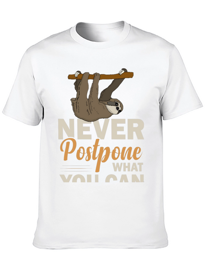 Sloth Never Postpone Funny Graphic T-Shirt