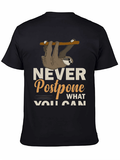 Sloth Never Postpone Funny Graphic T-Shirt