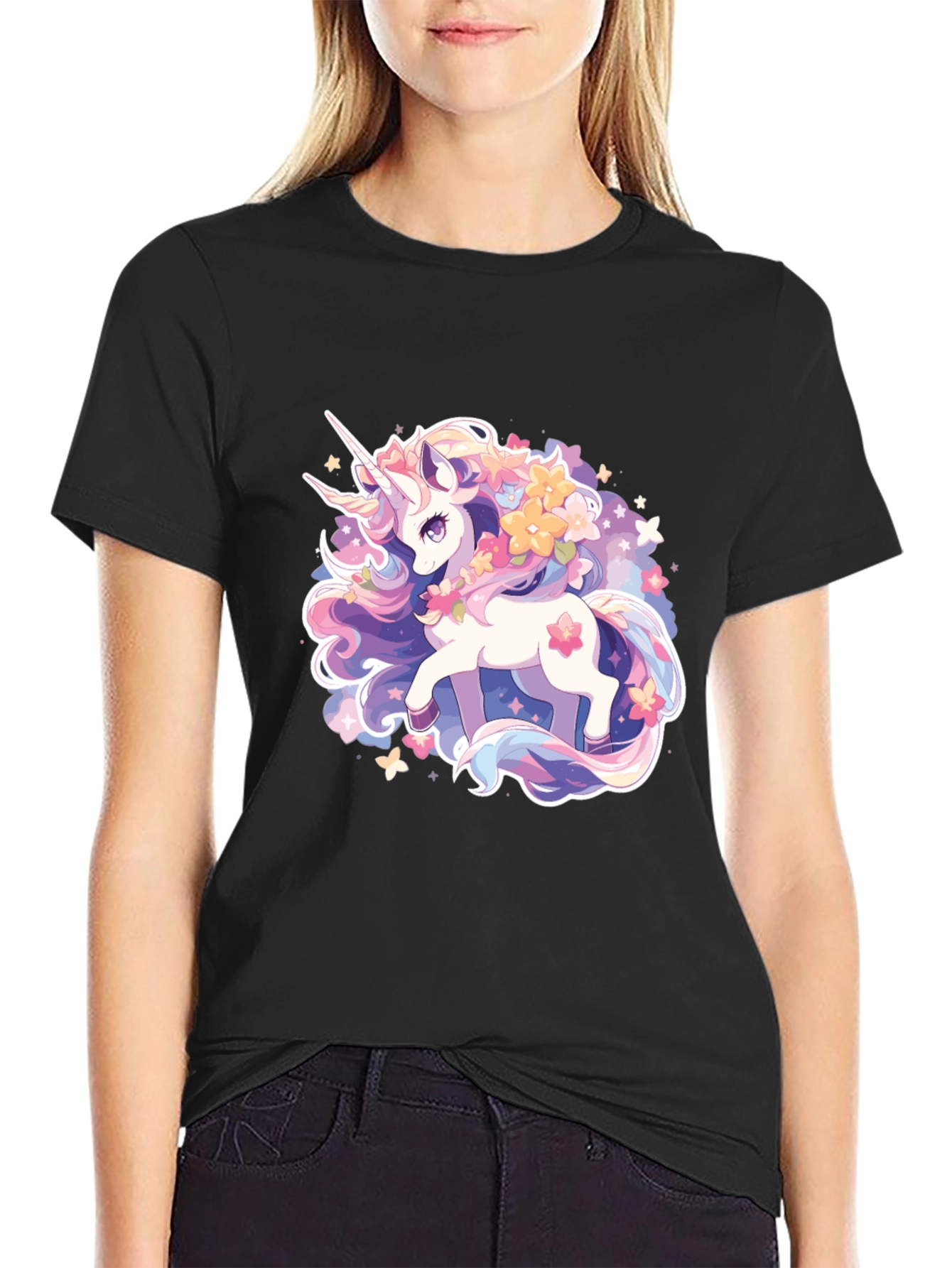 Magical Unicorn Graphic Tee - Black