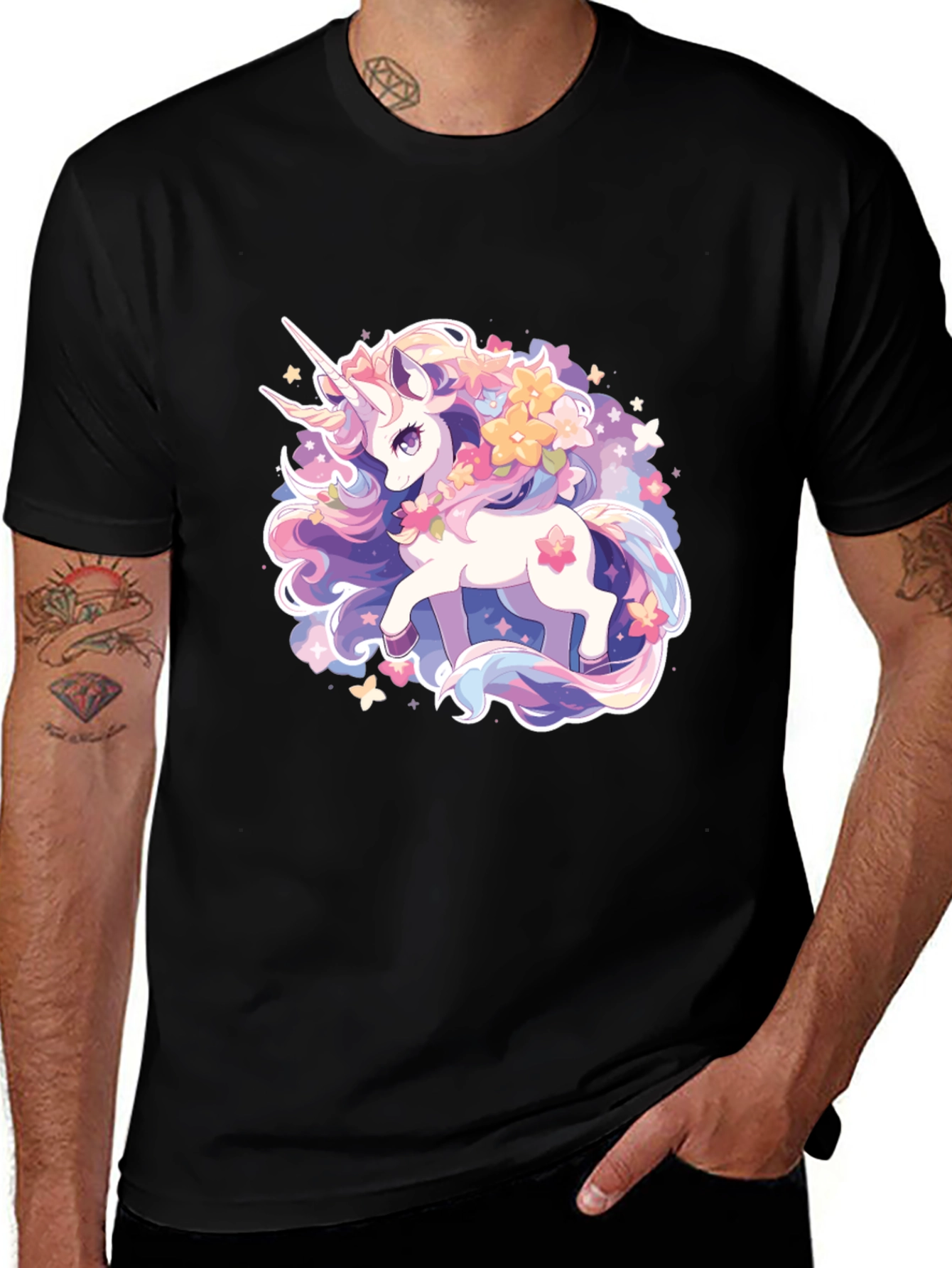 Magical Unicorn Graphic Tee - Black