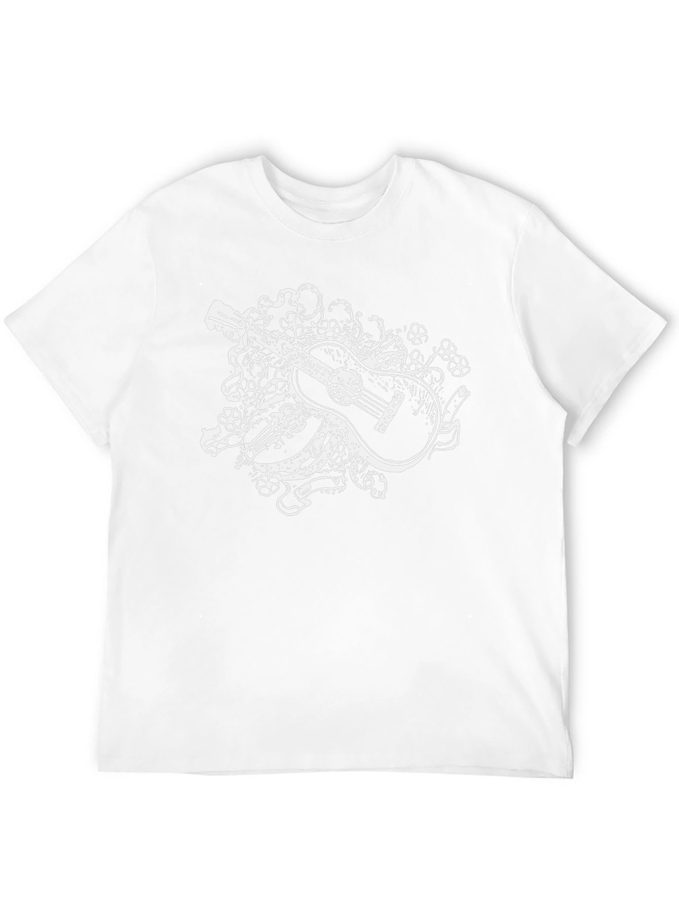 Guitar Floral Graphic Tee - Black Casual Shirt