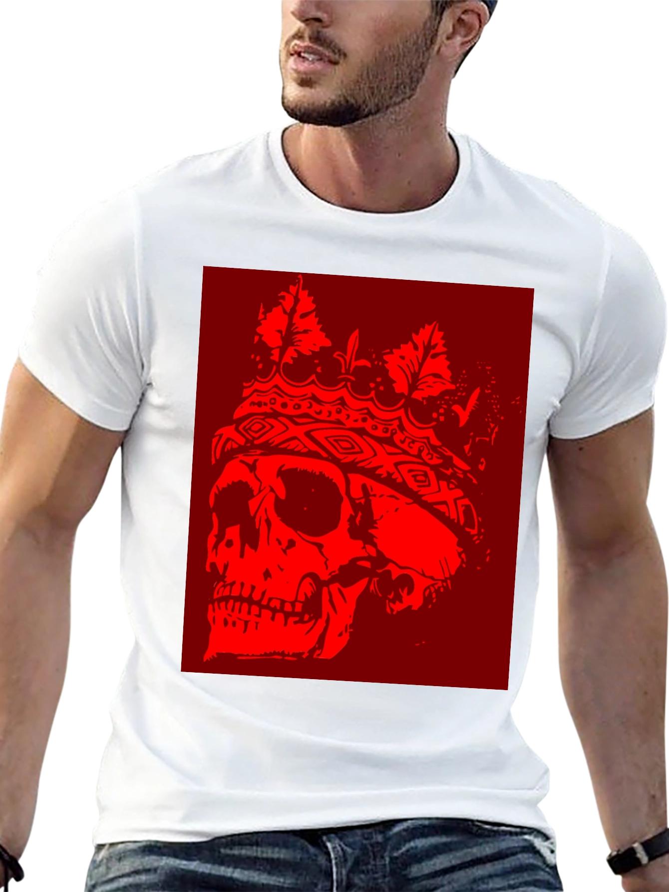 Skull King Graphic T-Shirt - Bold Red Design