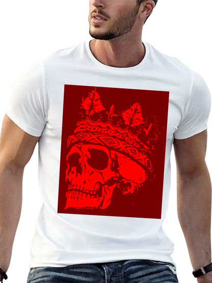 Skull King Graphic T-Shirt - Bold Red Design