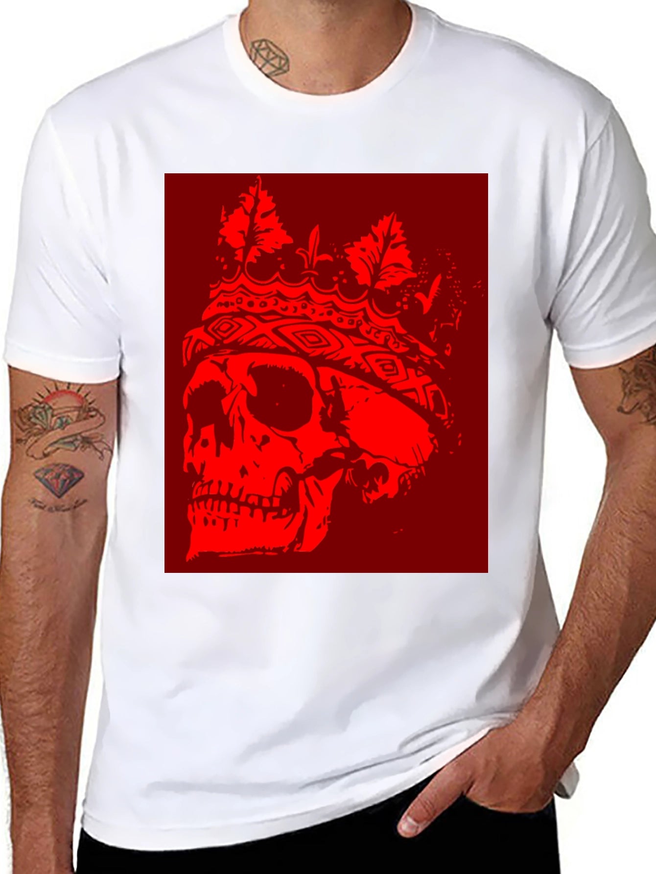 Skull King Graphic T-Shirt - Bold Red Design