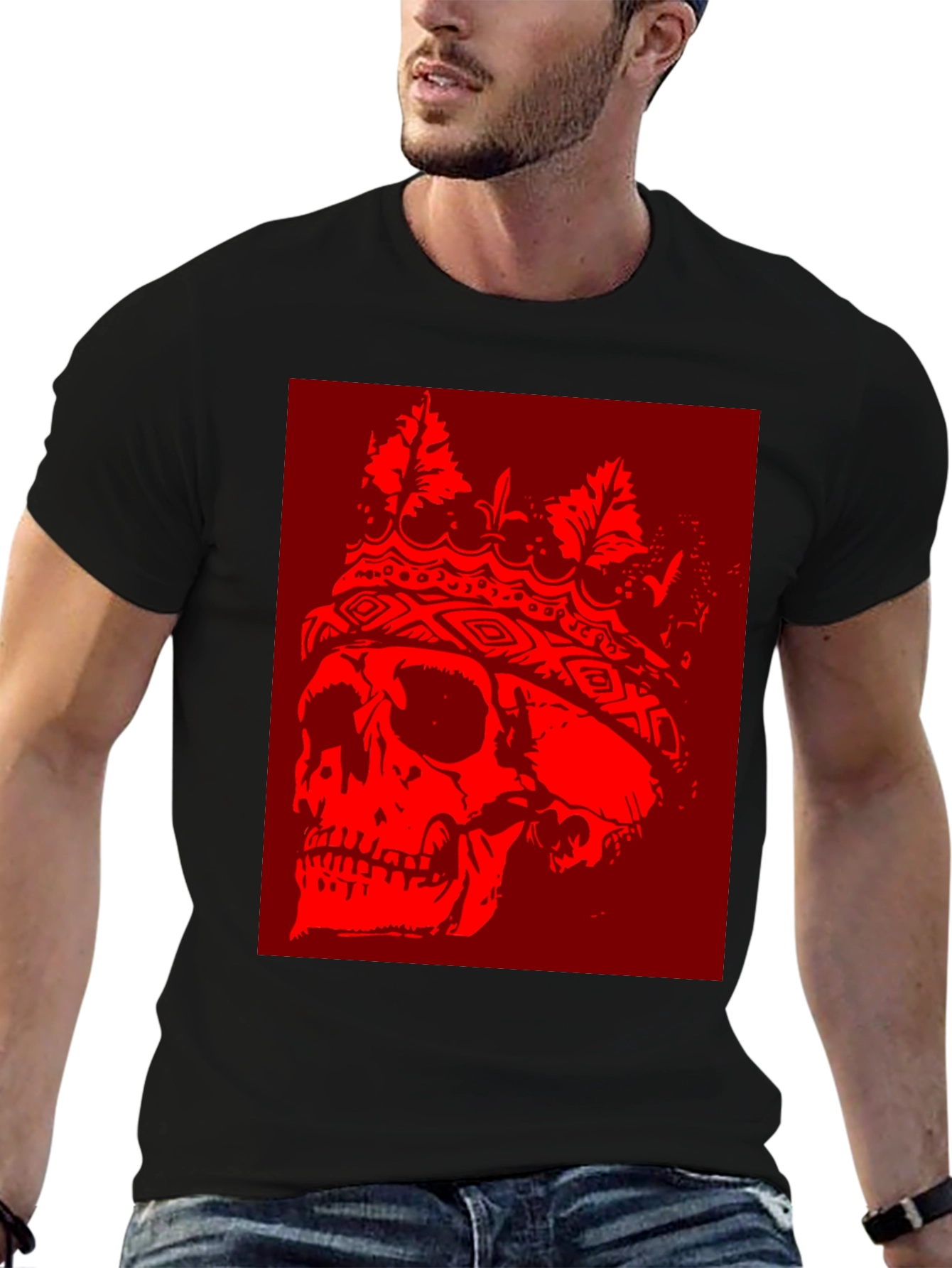 Skull King Graphic T-Shirt - Bold Red Design