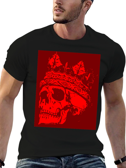 Skull King Graphic T-Shirt - Bold Red Design