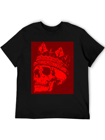 Skull King Graphic T-Shirt - Bold Red Design