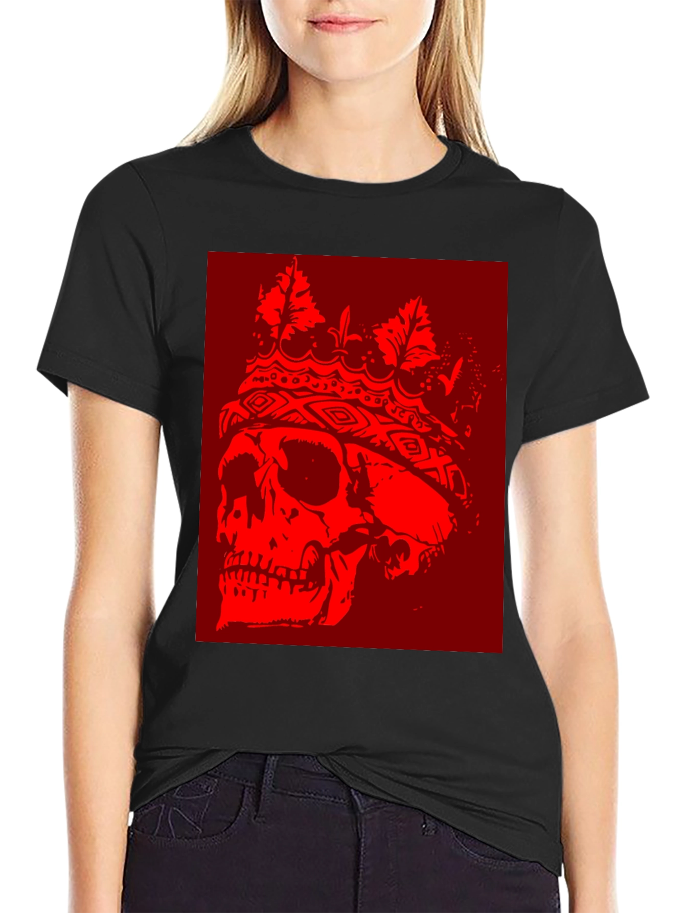 Skull King Graphic T-Shirt - Bold Red Design