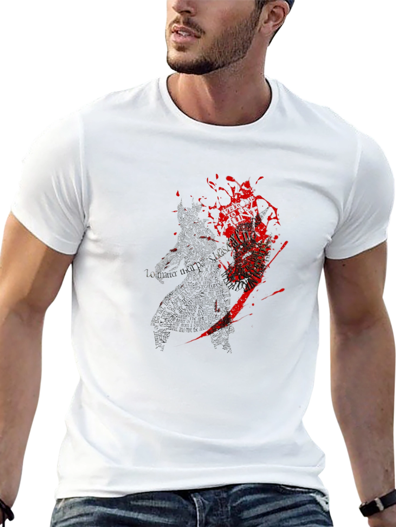 Graphic Print Crew Neck T-Shirt - Dark