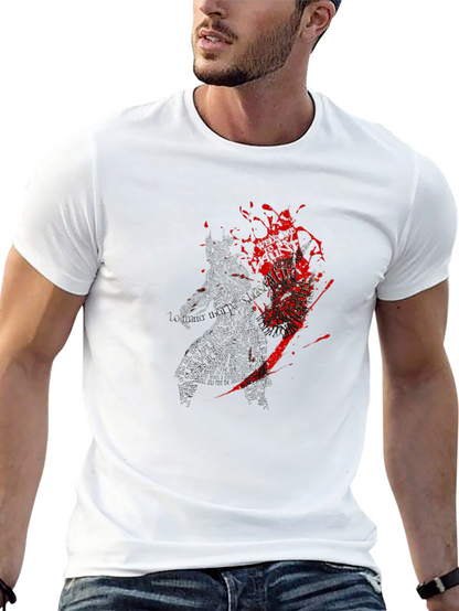 Graphic Print Crew Neck T-Shirt - Dark