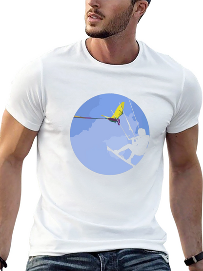 Kitesurfing Graphic Tee - Black Cotton T-Shirt