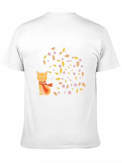 Autumn Cat Graphic Tee - Cozy Fall Vibes