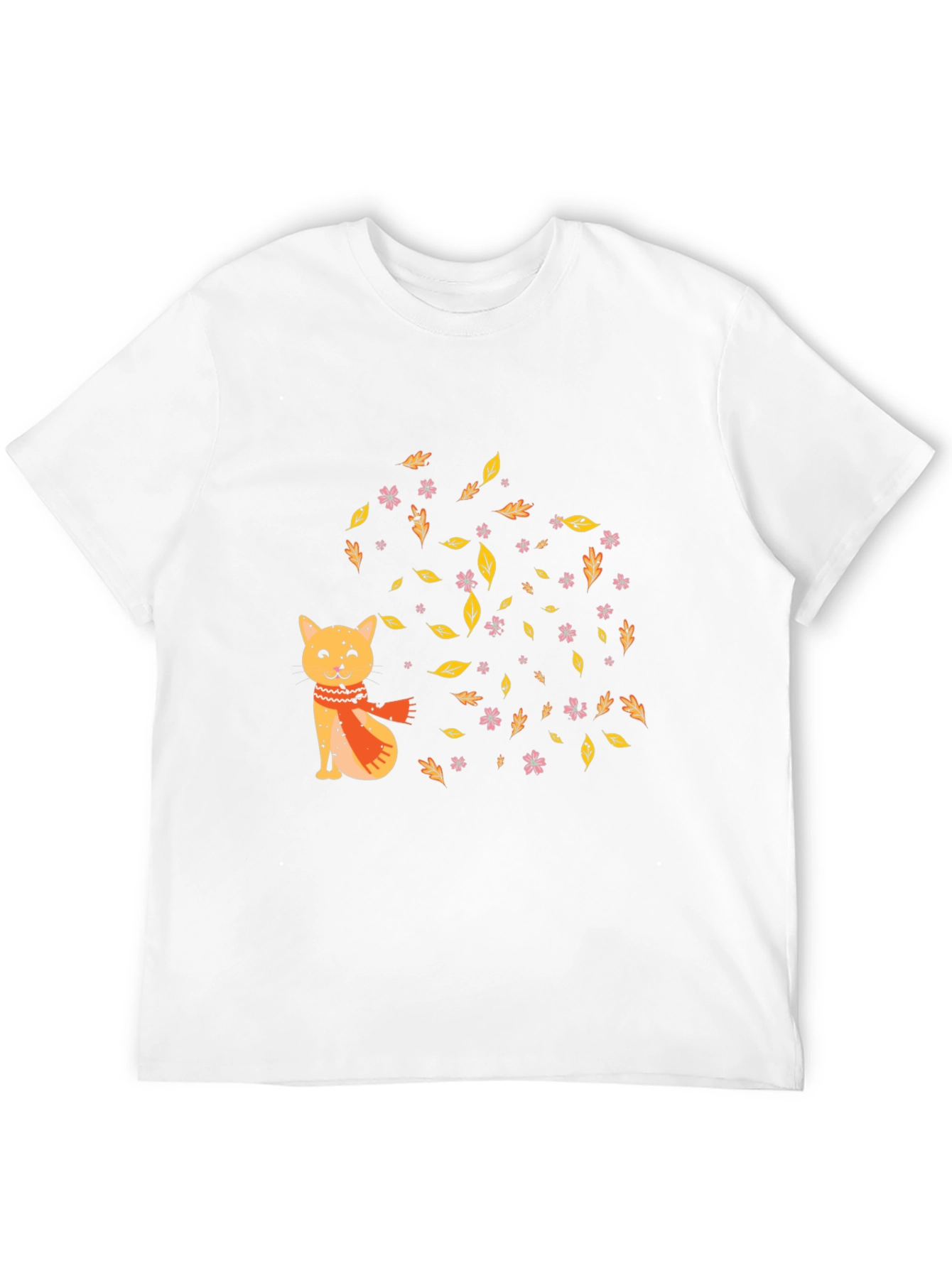 Autumn Cat Graphic Tee - Cozy Fall Vibes