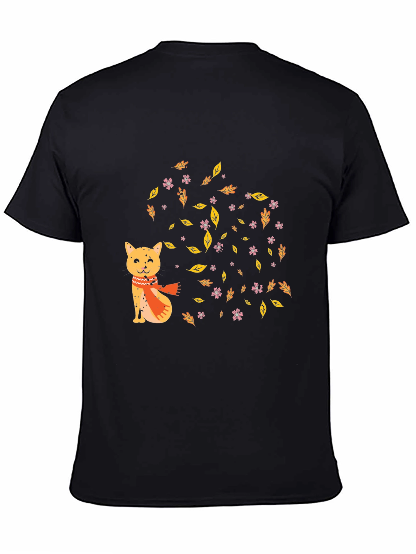 Autumn Cat Graphic Tee - Cozy Fall Vibes