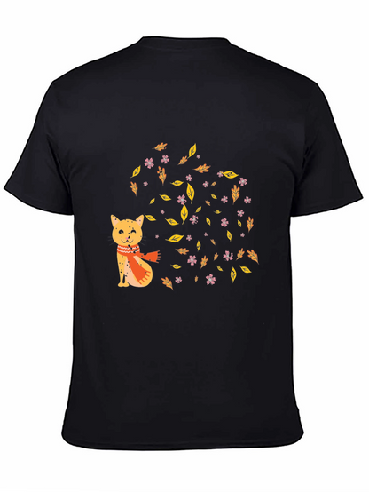 Autumn Cat Graphic Tee - Cozy Fall Vibes