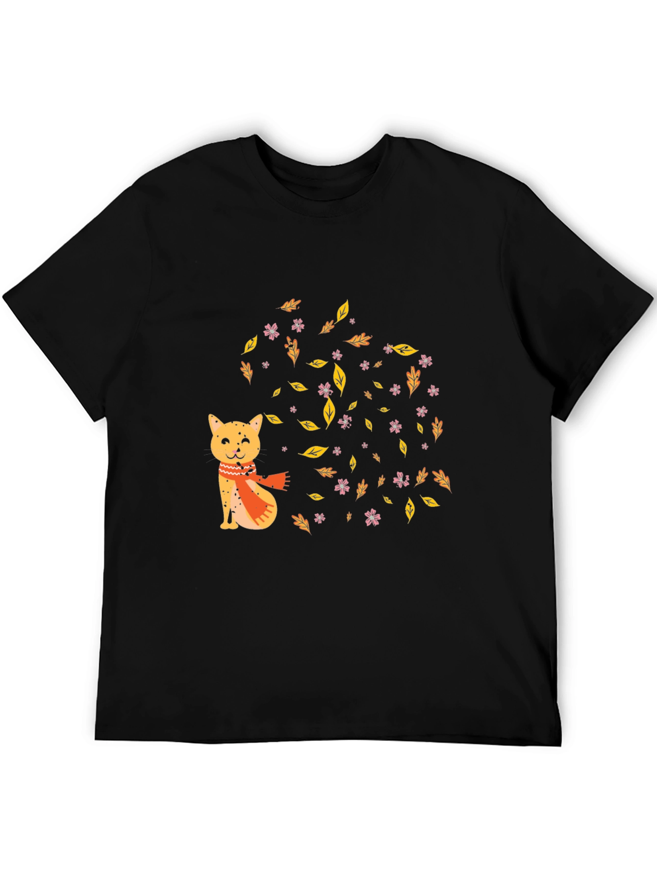 Autumn Cat Graphic Tee - Cozy Fall Vibes