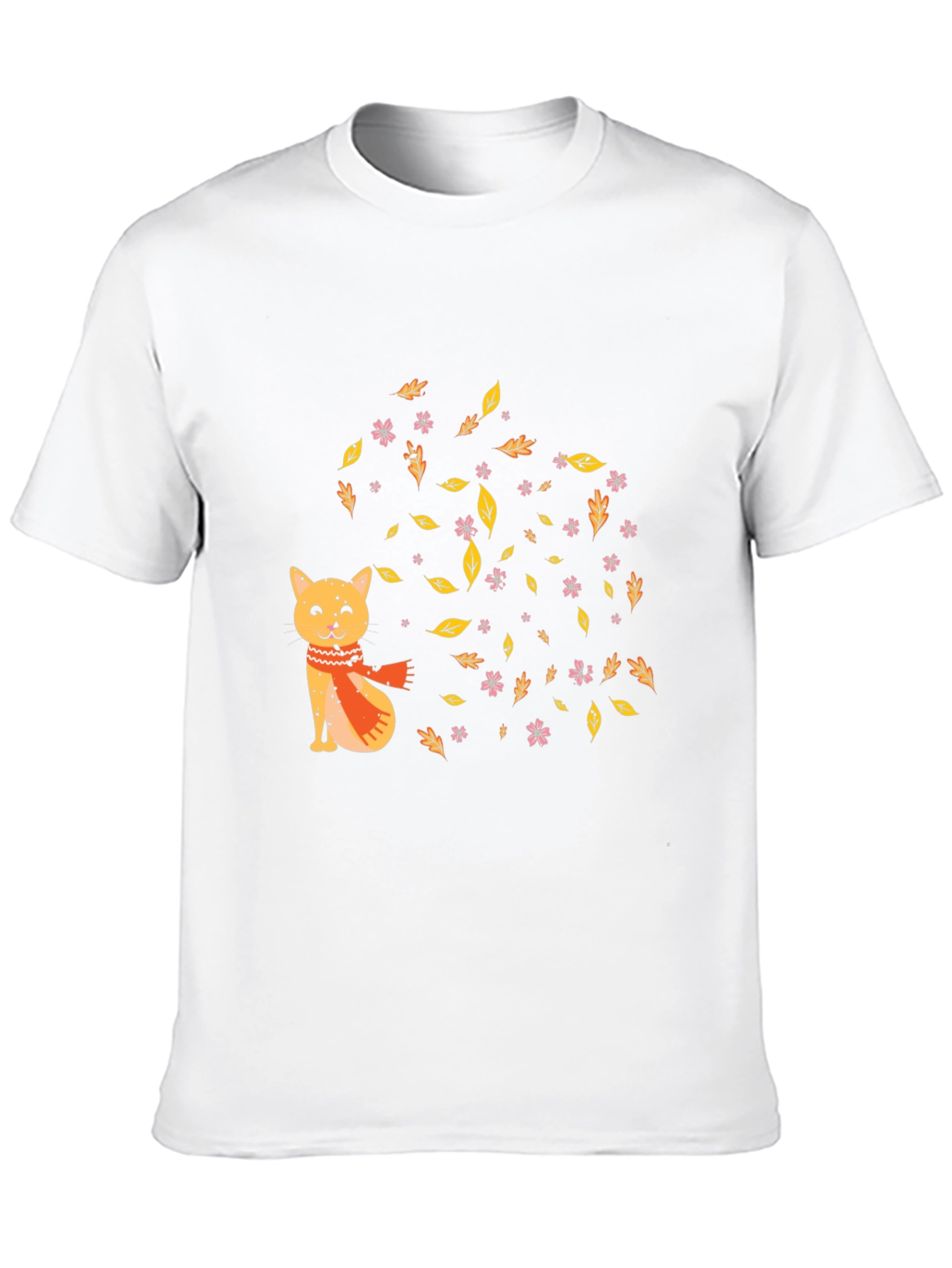 Autumn Cat Graphic Tee - Cozy Fall Vibes