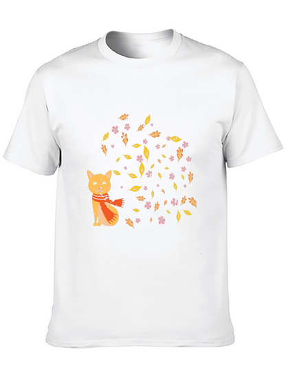 Autumn Cat Graphic Tee - Cozy Fall Vibes