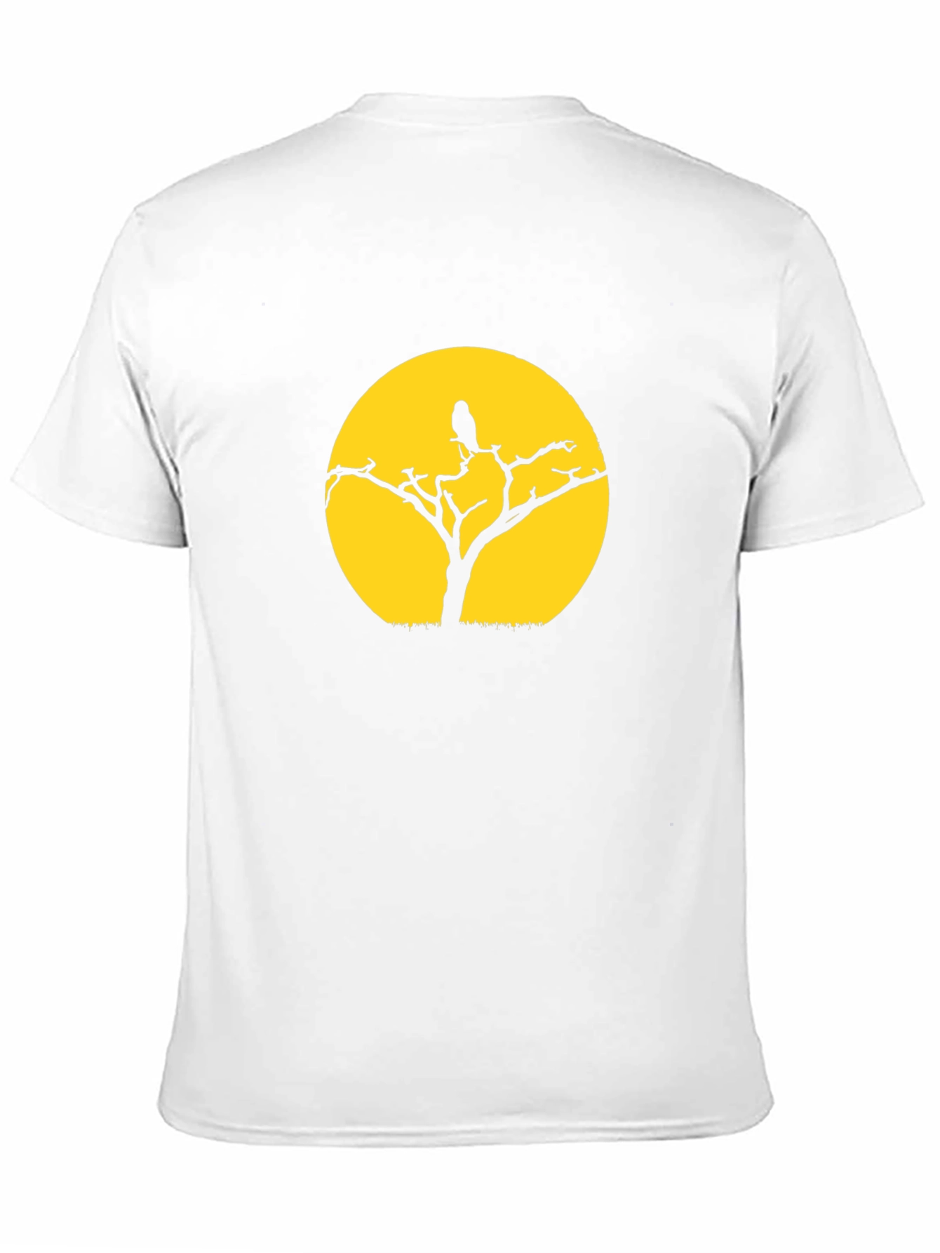Black T-Shirt with Tree & Bird Graphic