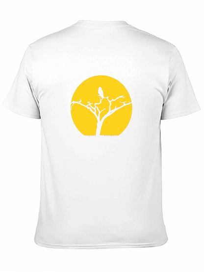 Black T-Shirt with Tree & Bird Graphic