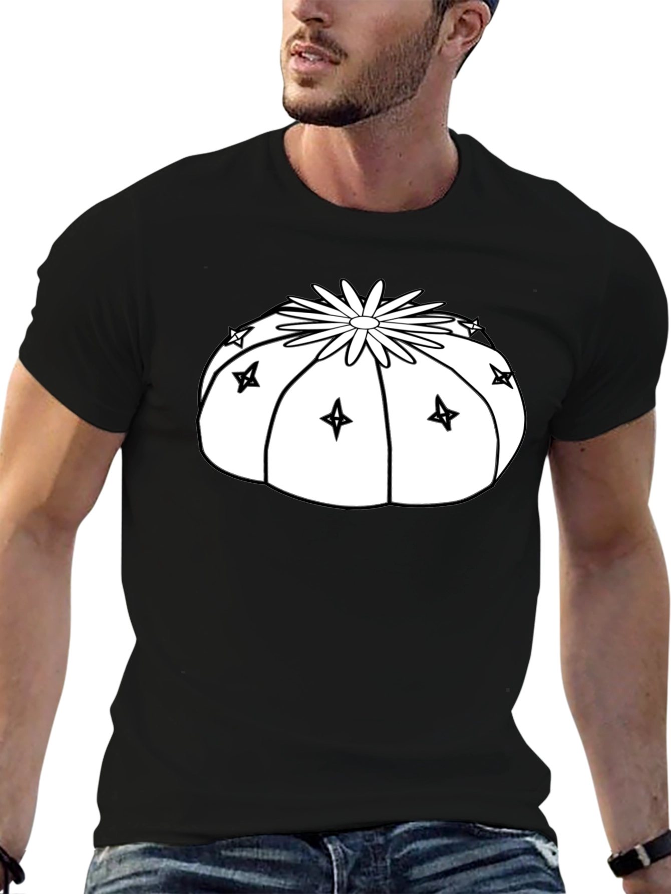 Cactus Starburst Graphic T-Shirt - Black