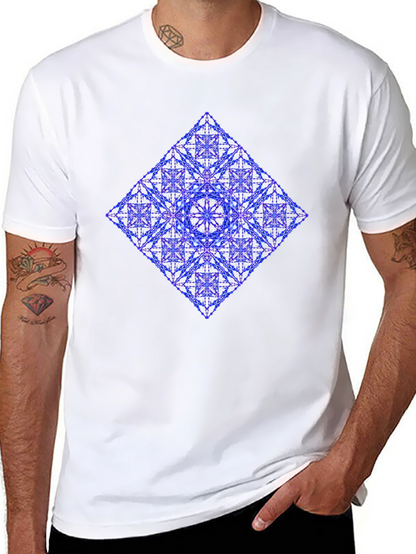 Geometric Diamond Print Tee - Modern Graphic T-Shirt