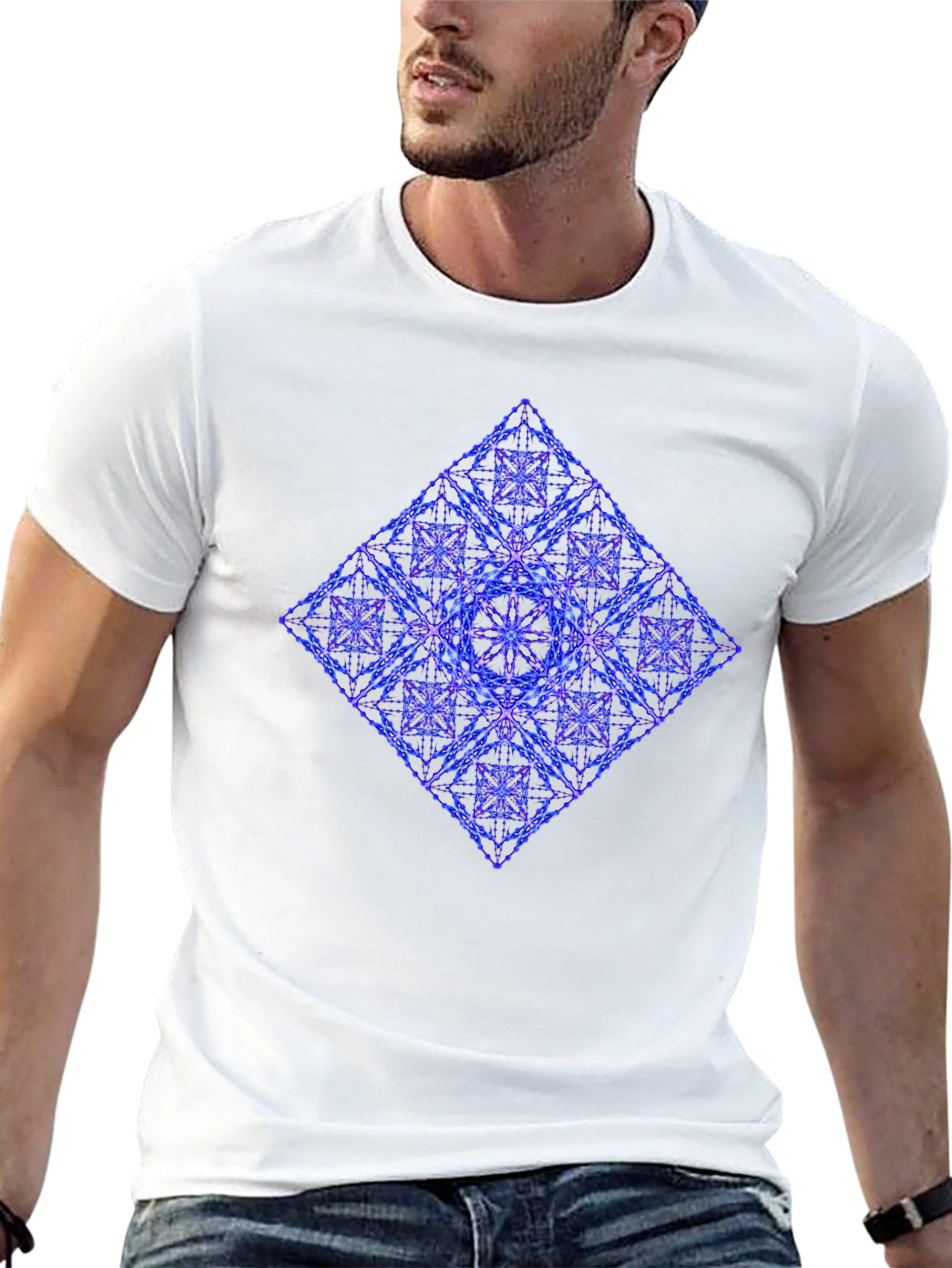 Geometric Diamond Print Tee - Modern Graphic T-Shirt