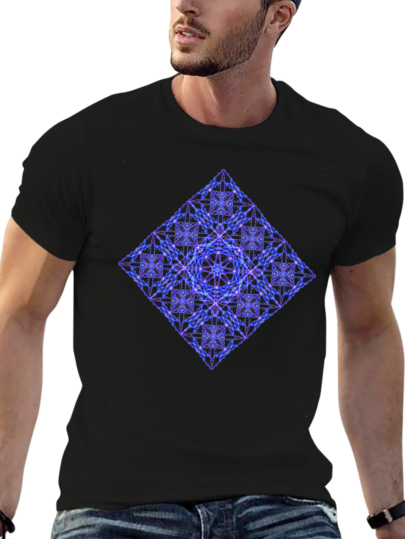Geometric Diamond Print Tee - Modern Graphic T-Shirt