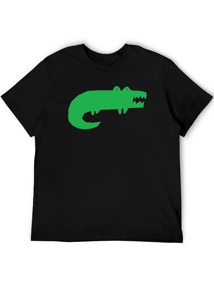 Green Alligator Graphic Black T-Shirt