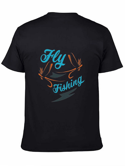 Fly Fishing Graphic Tee - Black Cotton T-Shirt