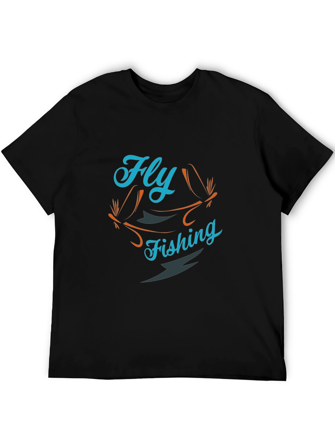 Fly Fishing Graphic Tee - Black Cotton T-Shirt