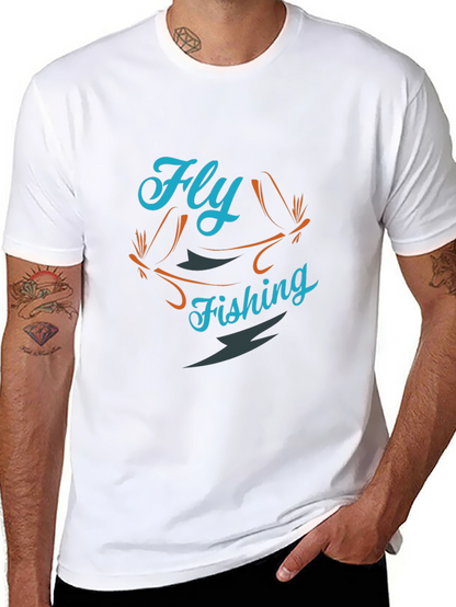 Fly Fishing Graphic Tee - Black Cotton T-Shirt