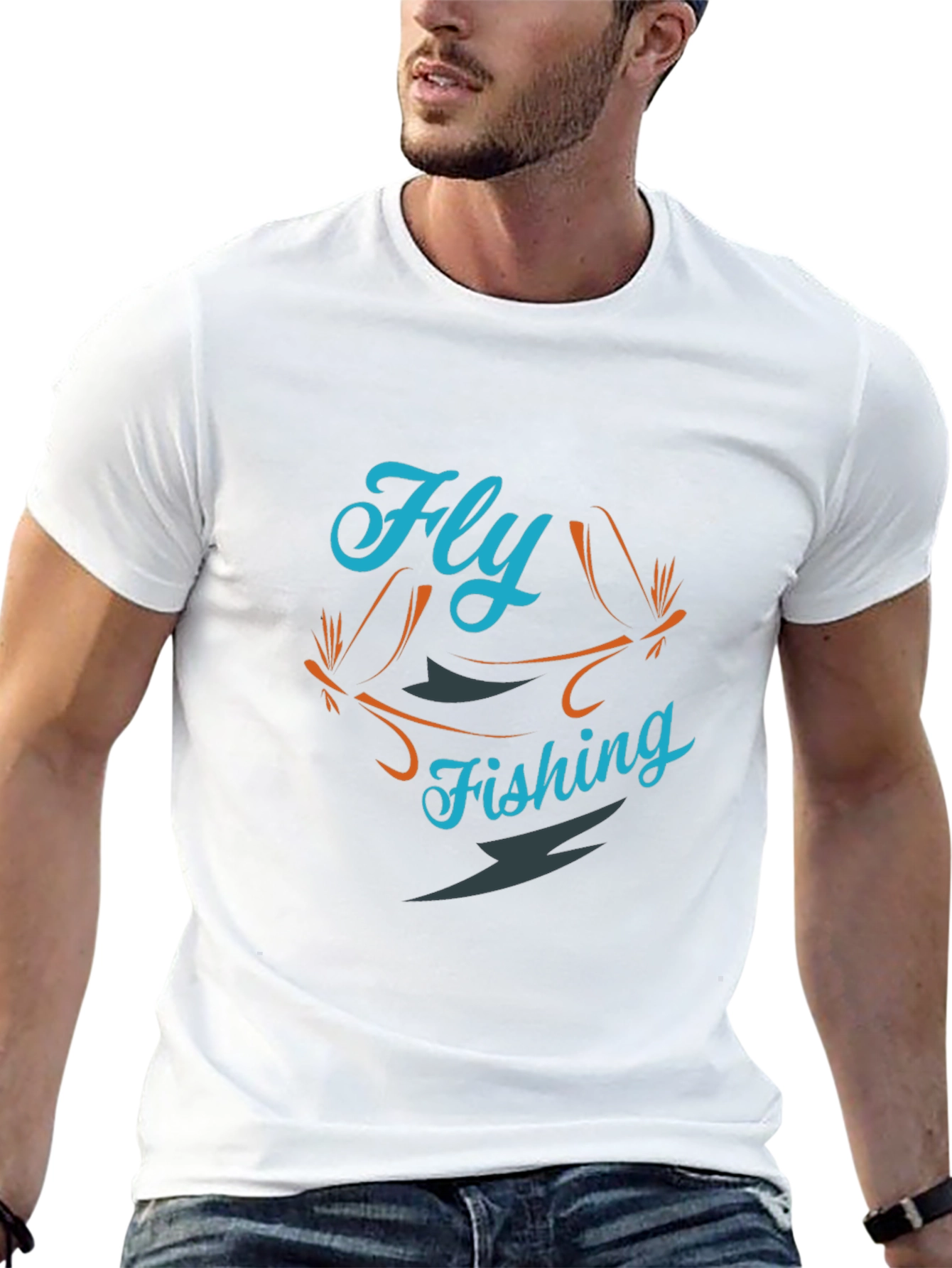 Fly Fishing Graphic Tee - Black Cotton T-Shirt