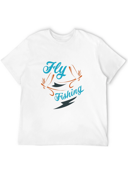 Fly Fishing Graphic Tee - Black Cotton T-Shirt