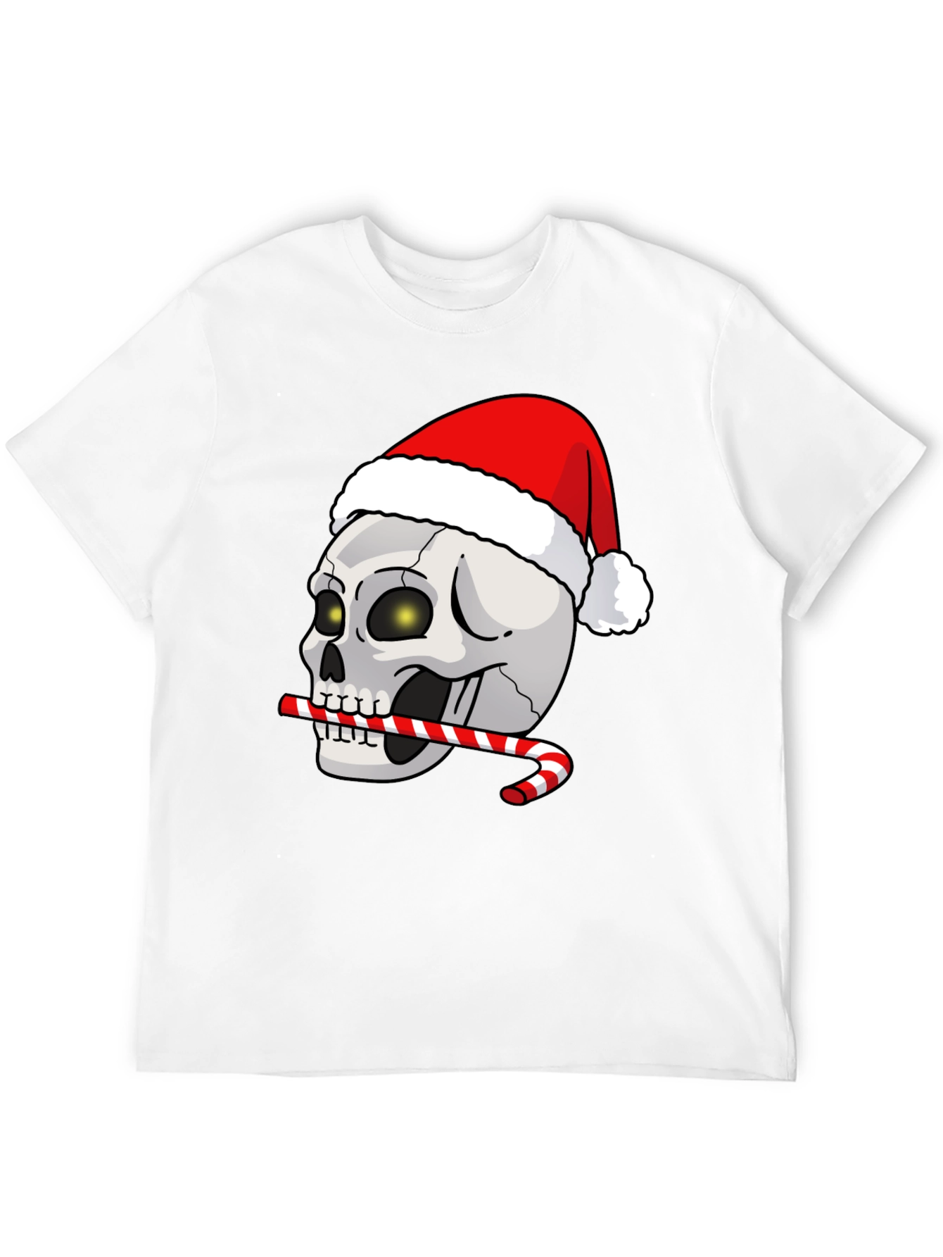 Festive Skull T-Shirt: Santa Hat & Candy Cane